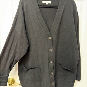 LOFT Women's Charcoal Button-Up Cardigan